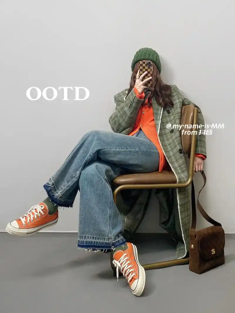 ootd圣诞穿搭 橙绿撞色复古大衣叠穿.除了大红 圣诞 新年 - 抖音