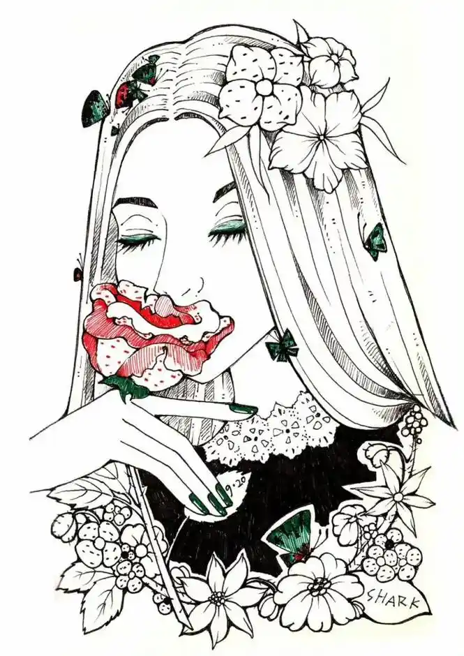 图文大赢家 黑白线描装饰画 人物头像系列 #画画 #线描  - 抖音