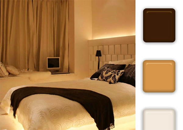 咖啡色色彩搭配方案4:咖啡色 棕黄色 白色