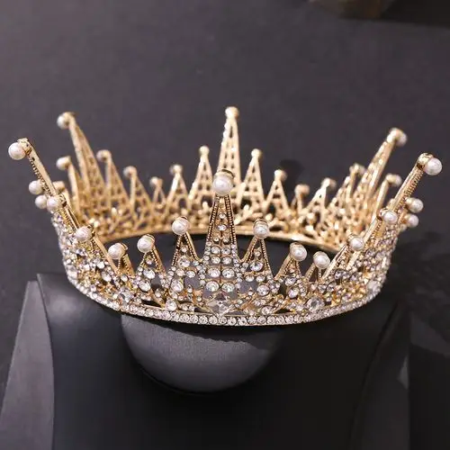 2021 rosa bessie queen女士皇冠金色头饰水钻万圣节生日女孩舞会万圣
