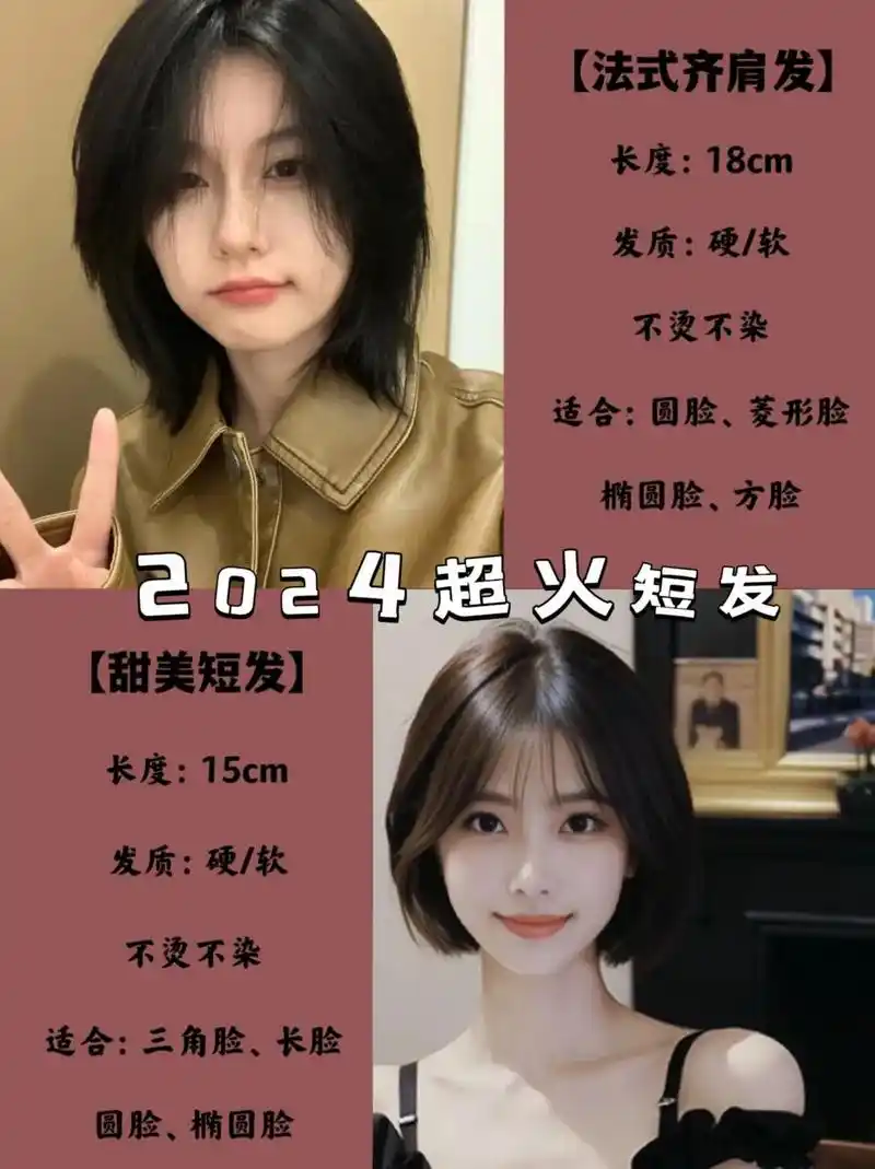 姐妹们,快来看看自己的脸型适合什么样子的短发!方圆脸,鹅蛋脸 - 抖音