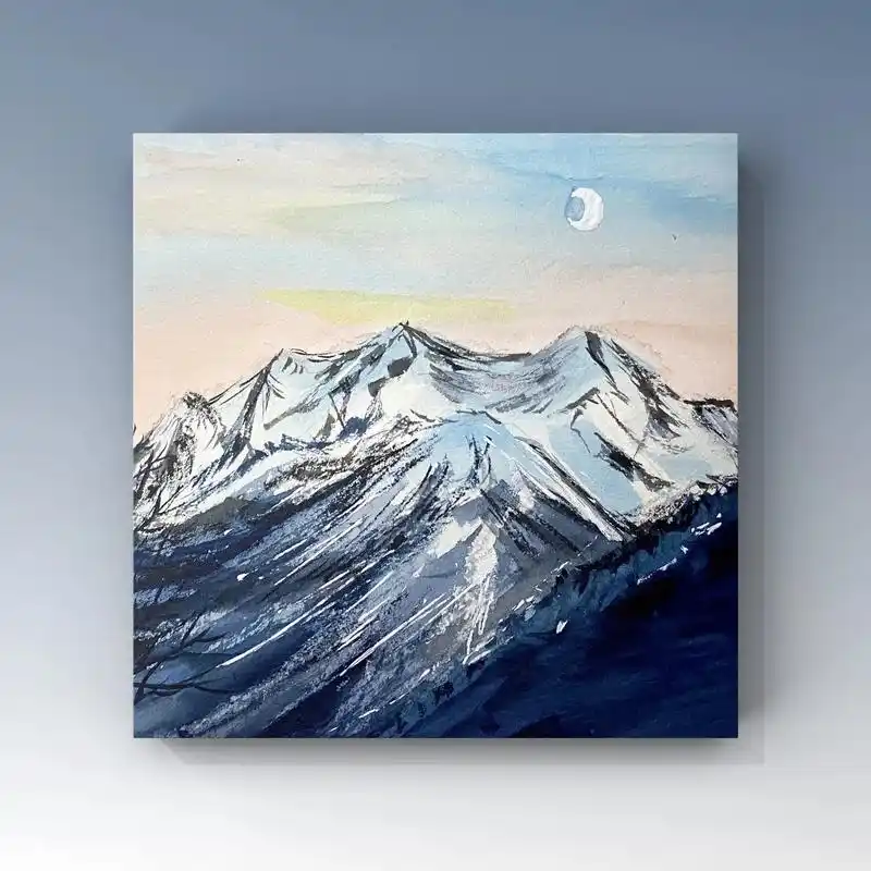 水彩雪山风景步骤.#画画 #绘画过程 #治愈系风景 #创作灵 - 抖音