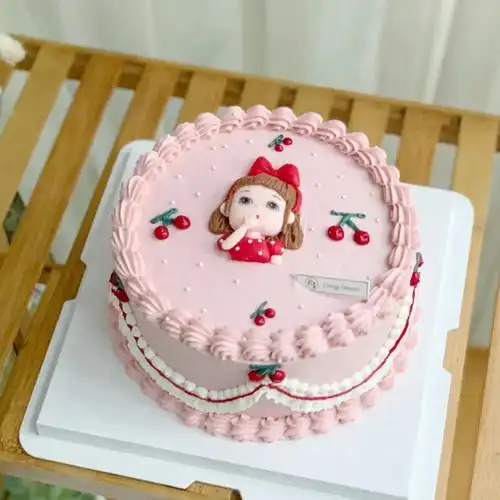 网红蝴蝶结女孩生日蛋糕装饰插件嘴巴少女可爱公主节日装扮用品