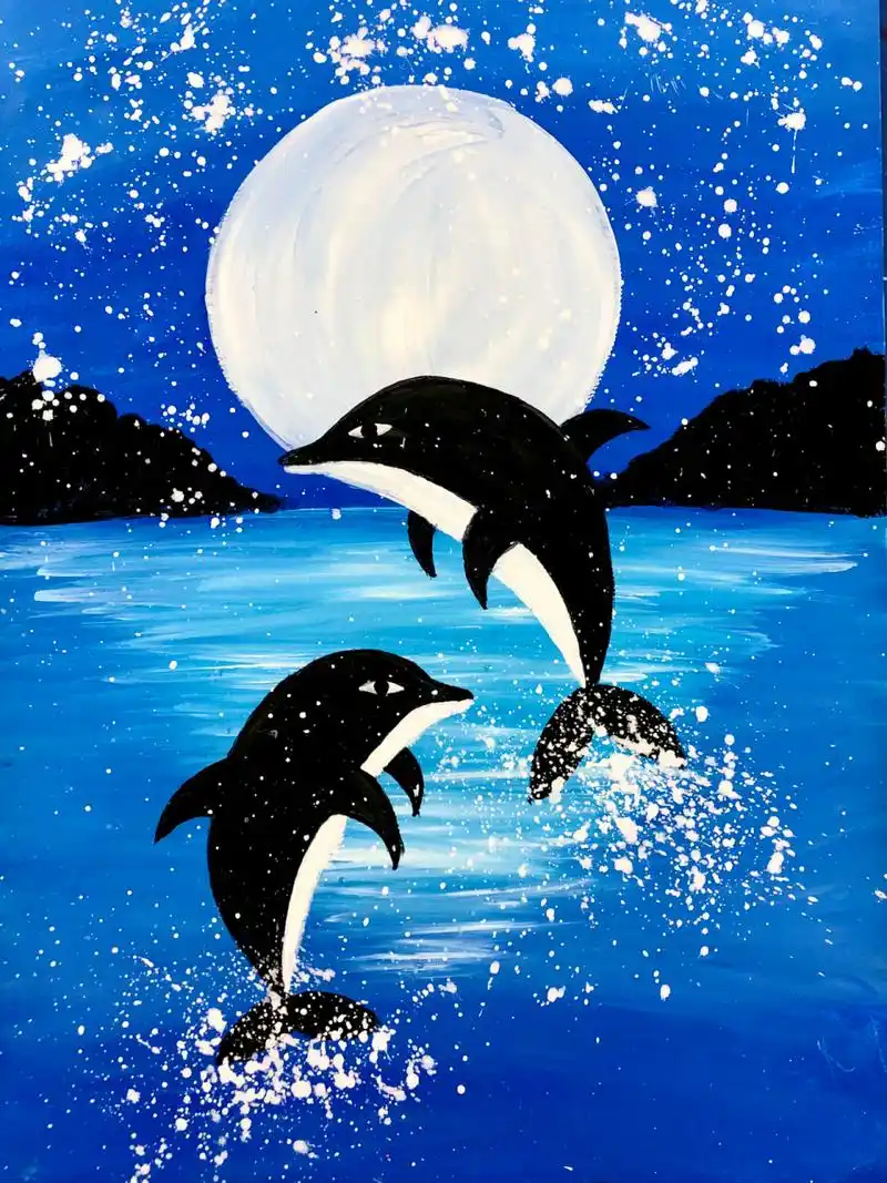 海豚/儿童水粉画(附过程图)