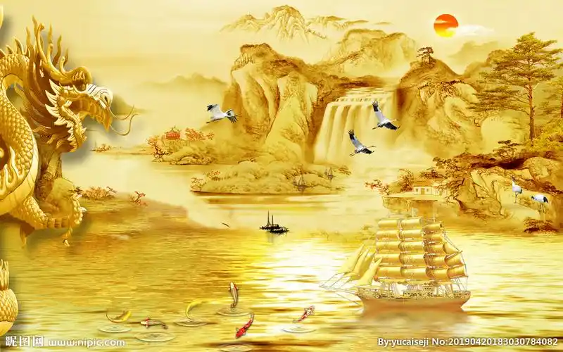 一帆风顺背景墙图片