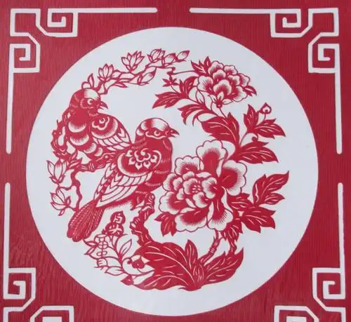 花鸟剪纸富贵白头