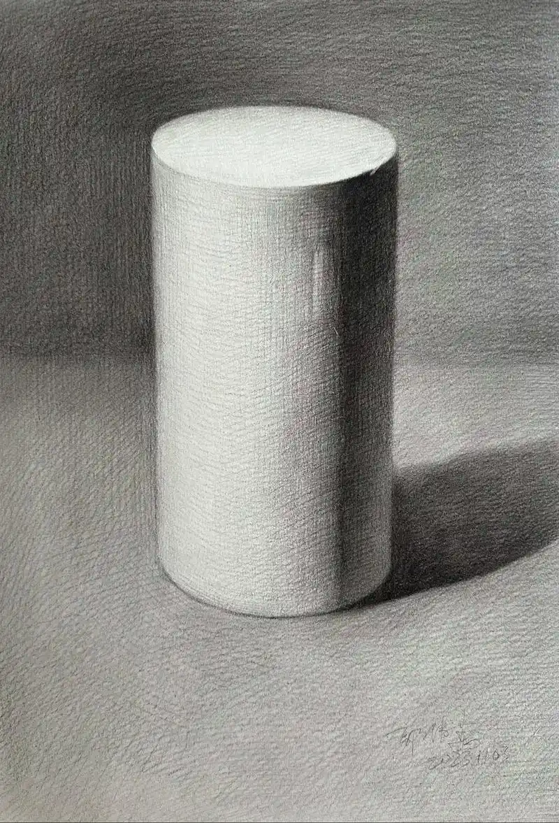 素描入门篇～圆柱体.#素描基础 #素描几何体 #素描 #素描 - 抖音