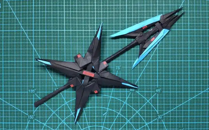 活动作品通用武器长枪流星盾折纸机器人拿上简直帅到不行折纸冷兵器