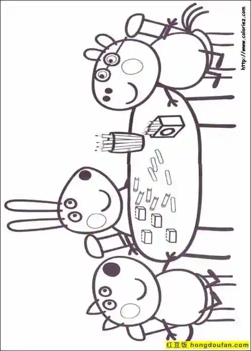 爱穿粉红色裙子的小猪13张粉红色的小猪佩奇卡通涂色图片