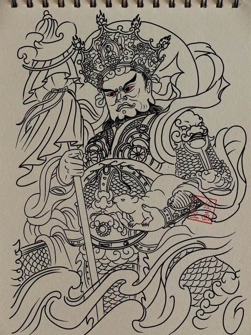 四大天王之多闻天王#绘画过程图 - 抖音