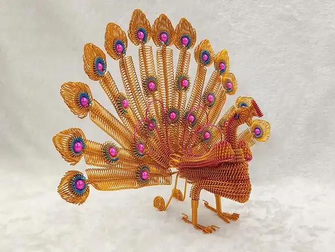 【开屏孔雀】手工铝线孔雀模型手编铝丝工艺品凤凰创意家居摆件