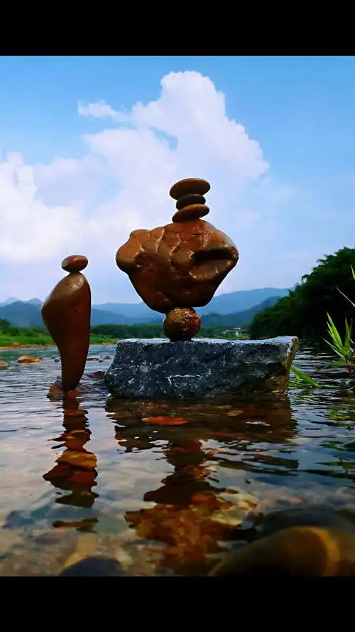 平衡石来自山涧小溪中的石头艺术