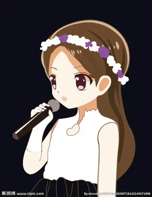 卡通唱歌女孩图片