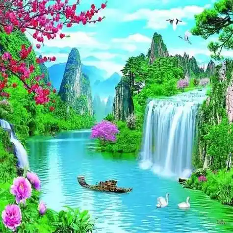 手机壁纸风景画背景墙梅花花鸟画山水仙鹤白色风景山水画图片图片大全