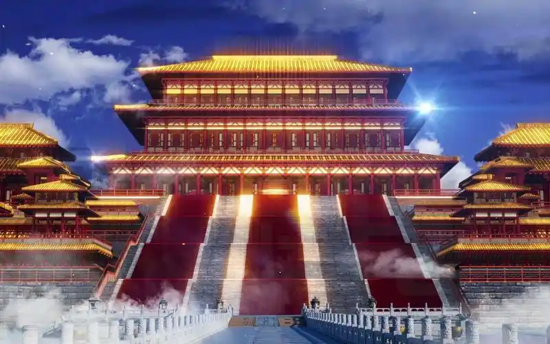 43超宽屏4k天宫仙境沉浸式素材全息餐厅巨幕宽屏视频