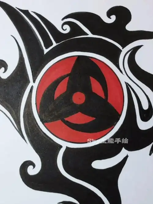 画画原来如此简单教你画火影忍者神威写轮眼最后居然还转动起来了