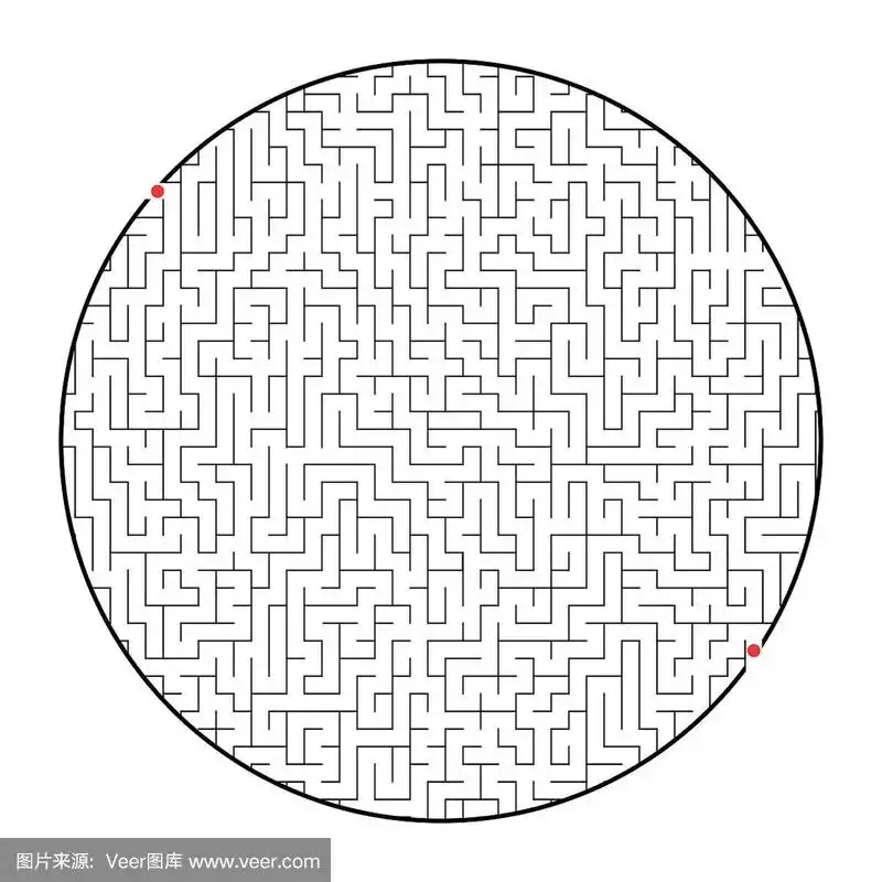 迷宫难题.平面矢量插图孤立在白色背景.