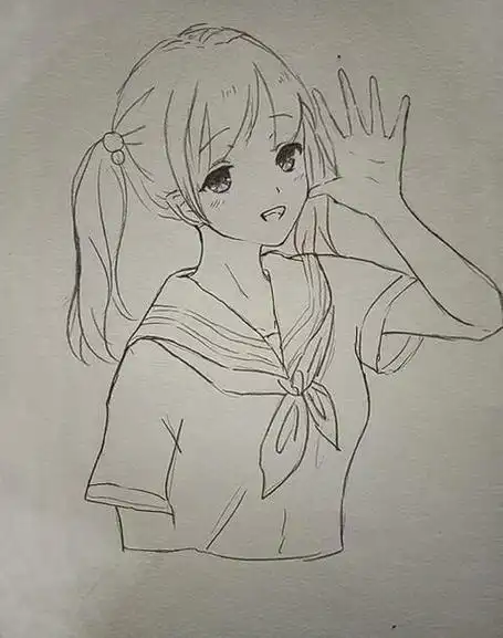 双马尾女孩背影简笔画可爱