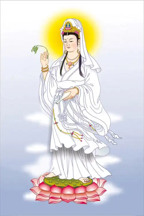 可狄kedi优选挂客厅玄关的南海白衣杨柳送子观音大士净瓶施药观世音