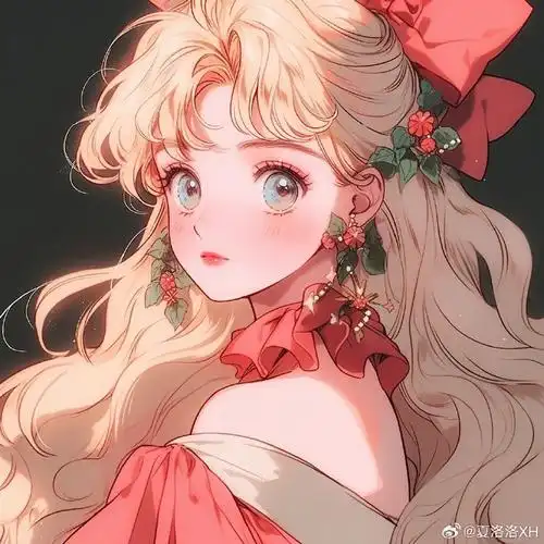 二次元新鲜事##动漫#    旧漫女生头像  金发蝴蝶结  侵删