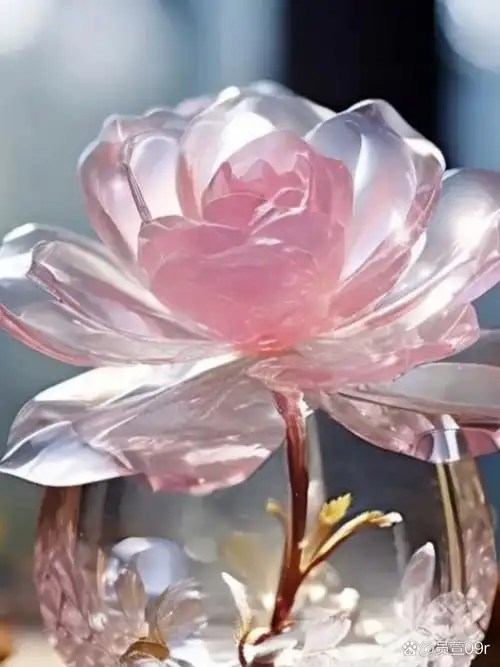 一眼就被这朵玻璃花深深吸引,牡丹天生丽质娇,栀子花洁白如霞,黄