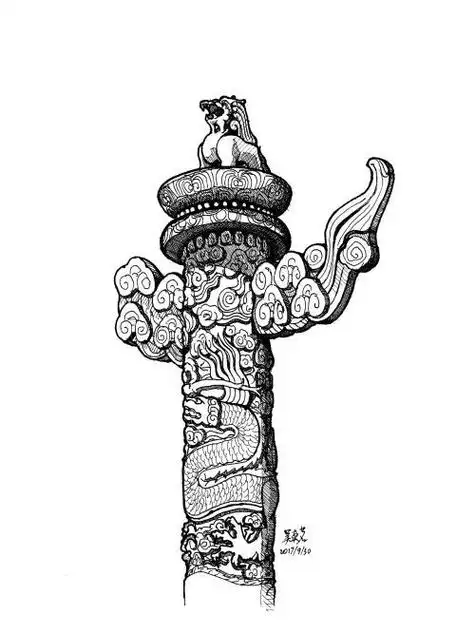 手绘华表简笔画