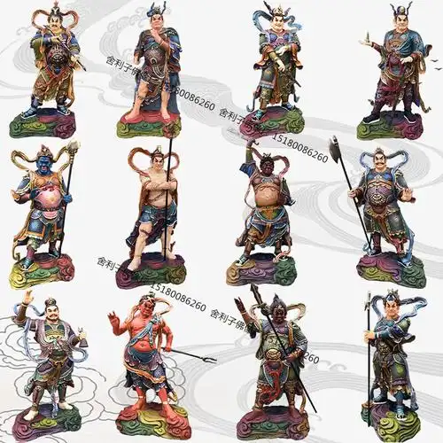 十二将军神像 树脂玻璃钢 庭院供奉 生漆脱胎 12神将铜雕木雕摆件