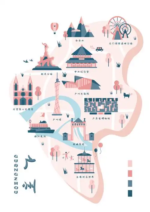 广州地标地图 - 椰波珍树 - 原创作品 - 视觉中国(shijueme)