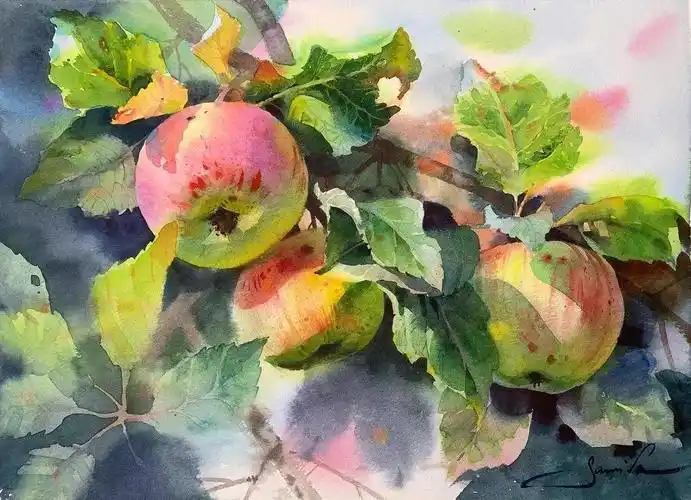 凭借这幅画她进入了世界前100名水彩画家的名单