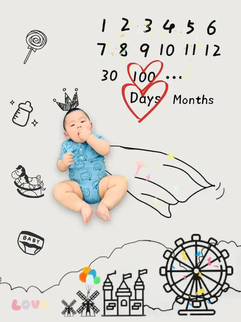 宝宝百天照背景素材日历版,喜欢的可拿去#创作灵感 #宝宝创意 - 抖音