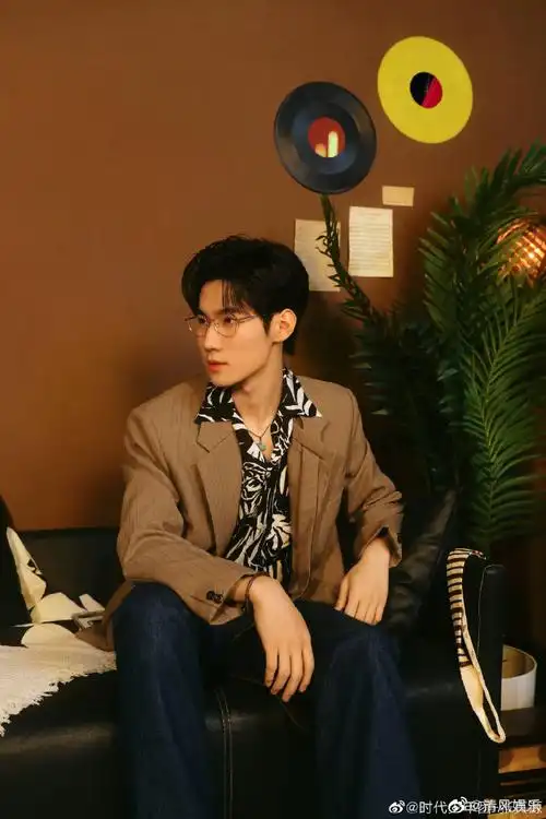 张真源棕色条纹西服