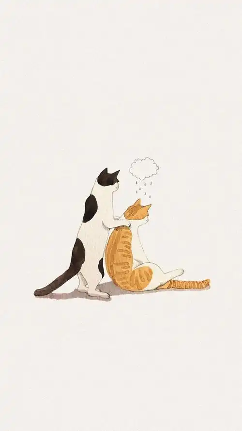 萌趣猫咪卡通插画手机壁纸来啦