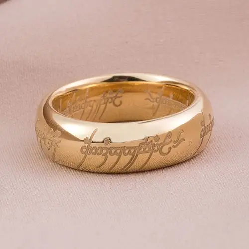 至尊魔戒同款指环18k黄金纯足金铂金男士霸气潮人精灵文戒指定做