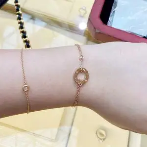 代购cartier/卡地亚手链 18k玫瑰金 镶钻 love系列 圆饼女士手环