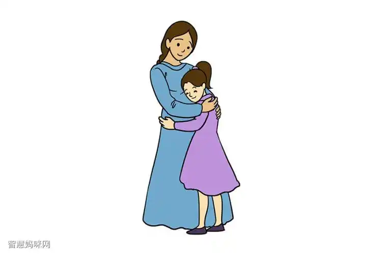 如何画母亲抱女儿