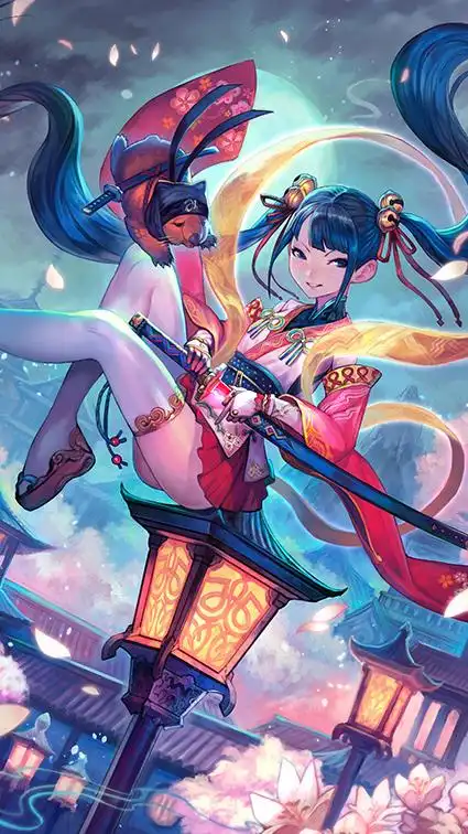 日本美少女卡牌游戏手机锁屏壁纸