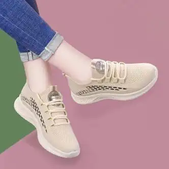 羽商迎运动鞋女士平底薄款女装波鞋休闲鞋面旅游鞋夏季单鞋女定制米