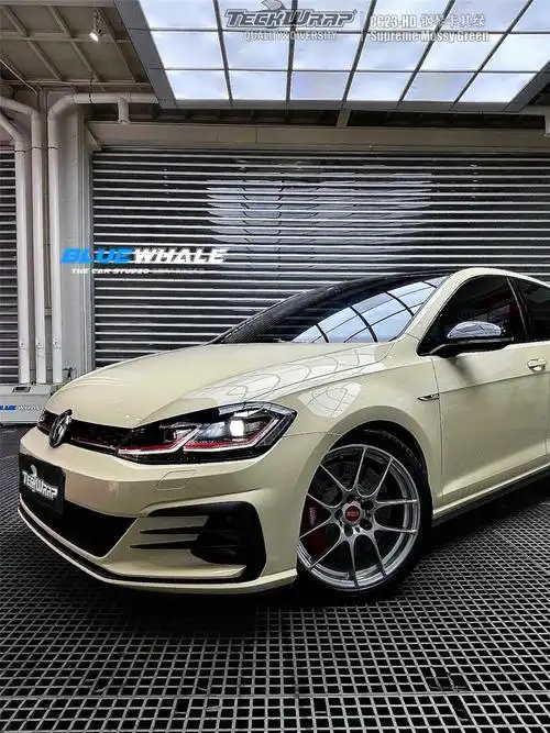 大众高尔夫gti 汽车改色贴膜teckwrap美国秃鹰cg23-hd钢琴卡其绿