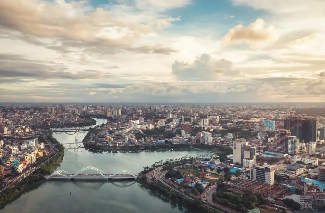 孟加拉国首都达卡市航拍