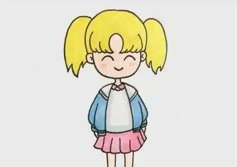彩色穿校服的小女孩简笔画怎么画 最简单的穿校服的小女孩简笔画教程