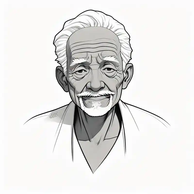 90 60岁慈祥老人黑白素描头像