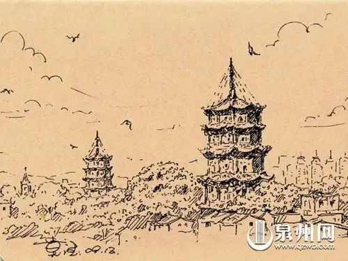 黑色水笔手绘泉州城 "俘获"网上粉丝(组图)