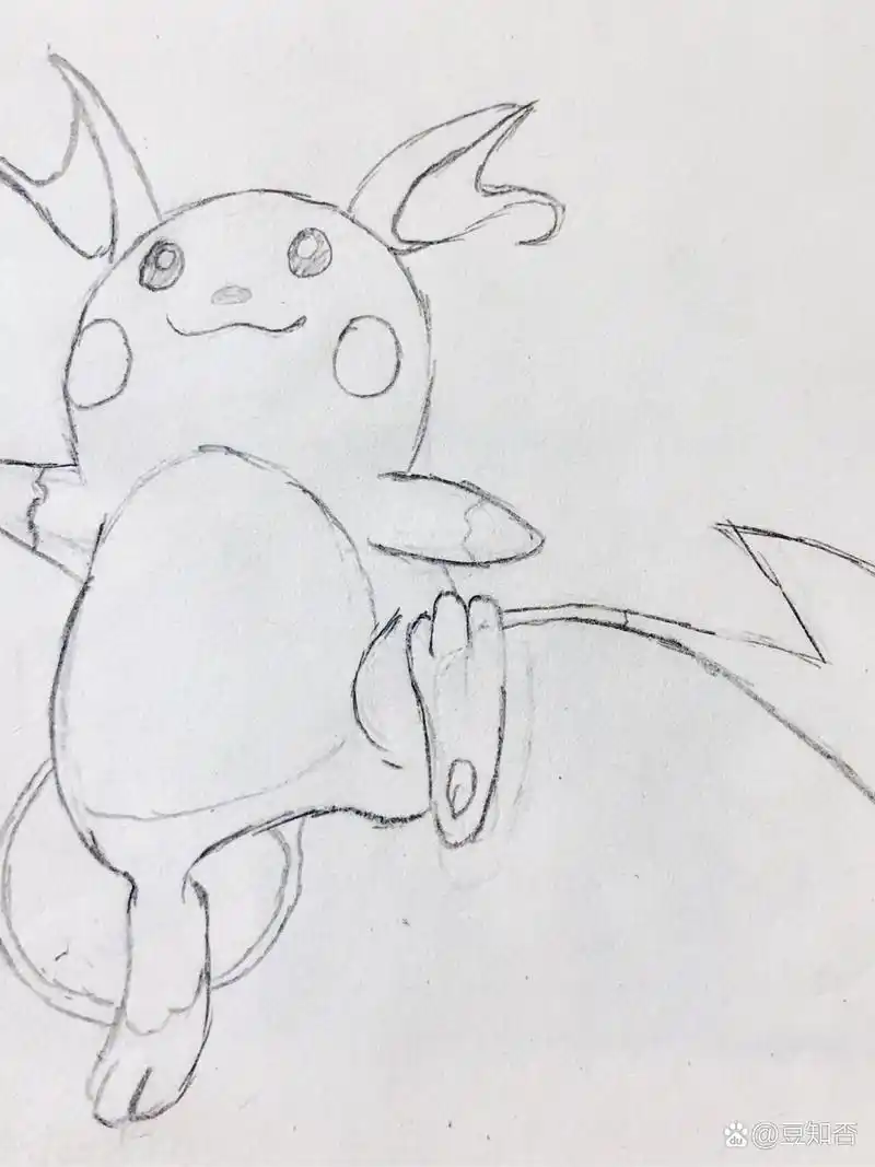 简笔画-神奇宝贝之雷丘