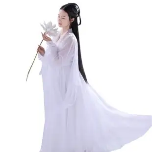 白娘子鞠婧祎芸溪汉白色超仙飘逸仙女古装襦裙薄纱仙气民族服装 原价