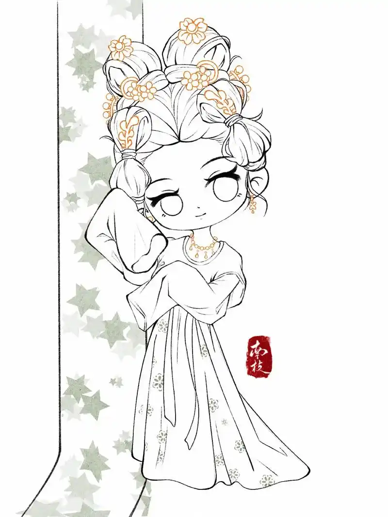 水彩q版全身人物