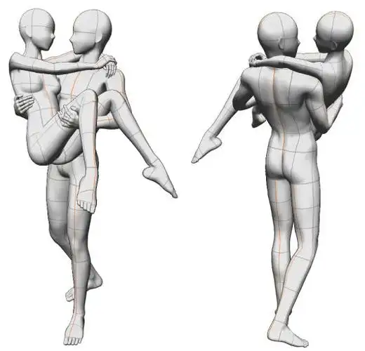 公主抱3d姿势素材 by: りすりすん - 优动漫 动漫创作支援平台