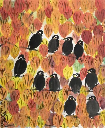 林风眠(1900～1991) 红叶小鸟