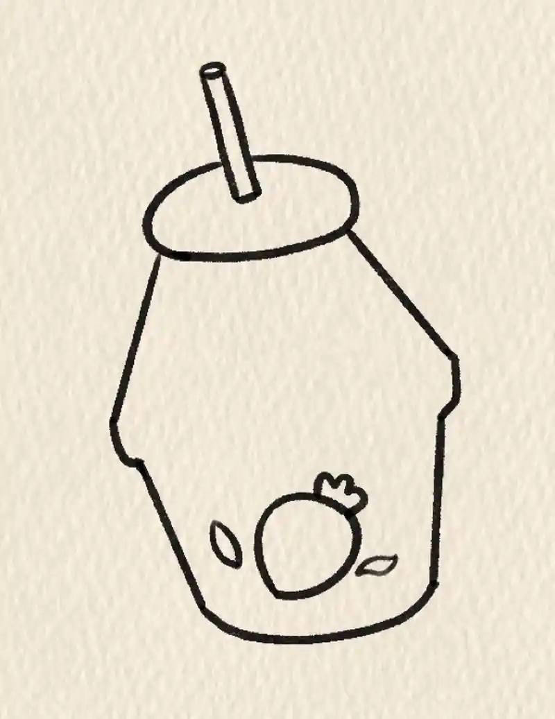 今日份草莓91奶昔,超级爱喝 简笔画教程|每日一画|手帐素材|零基础