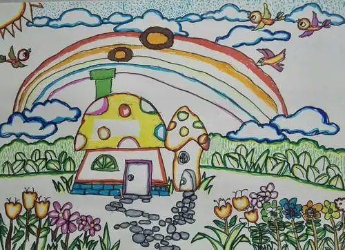 《七彩画笔描绘彩色童年》 ——笑涵六,七岁作品