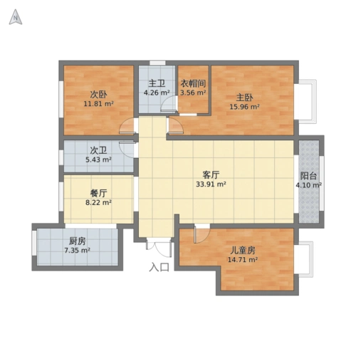现代风格三室一厅装修设计图
